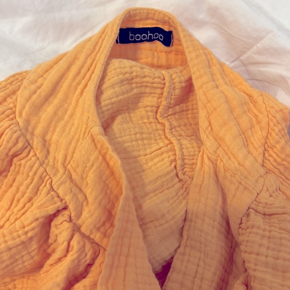 Boohoo Orange Jersey Knit Tie Waist Top - Picture 4 of 7